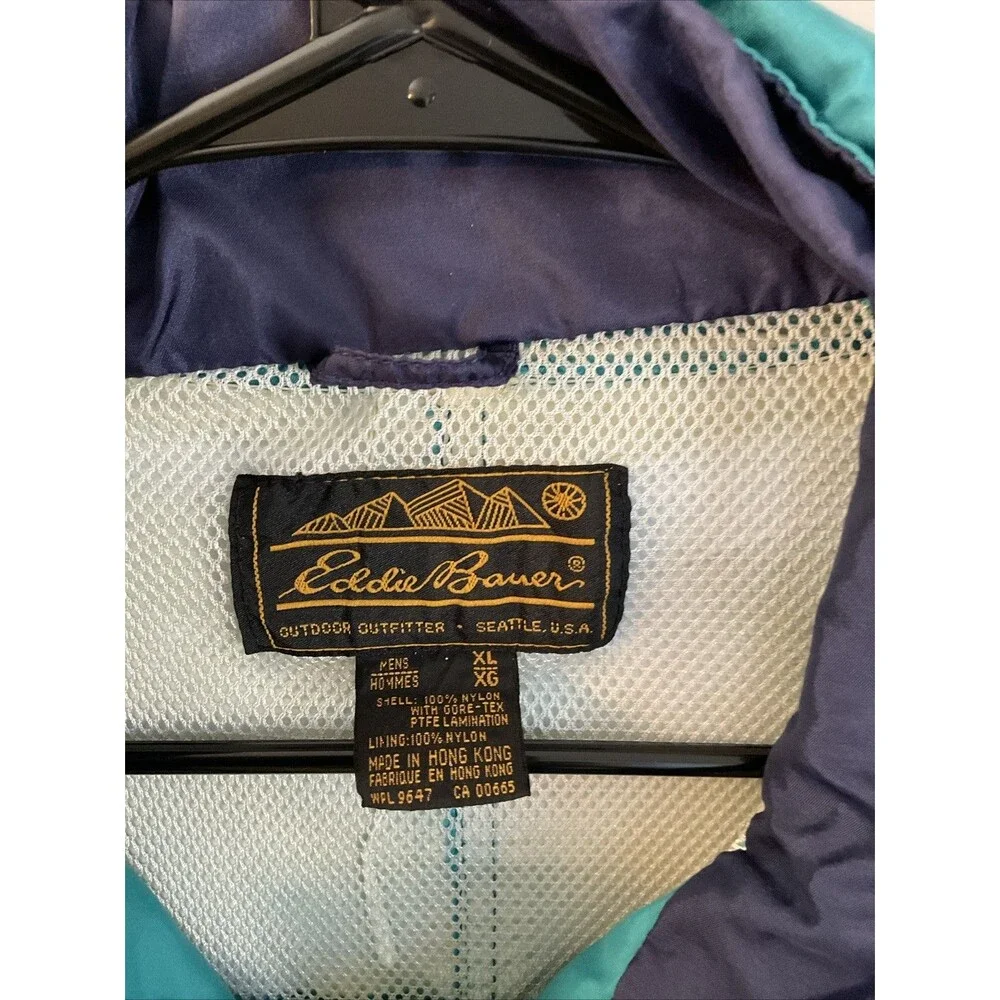 VTG Eddie Bauer Men’s XL green Gore-Tex Waterproof Rain Jacket Coat Shell